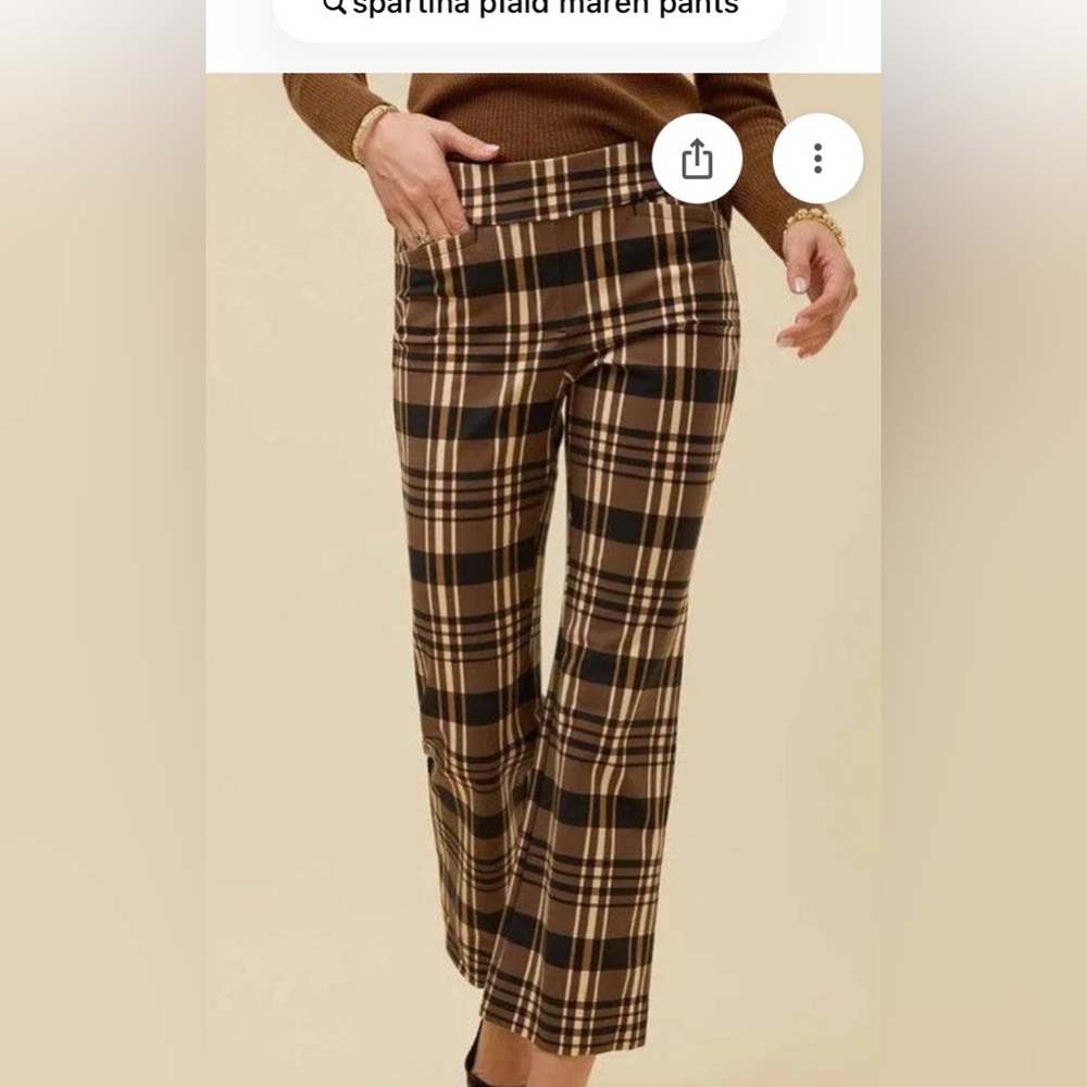 Spartina 449 Maren Plaid Pants - Brown and Cream